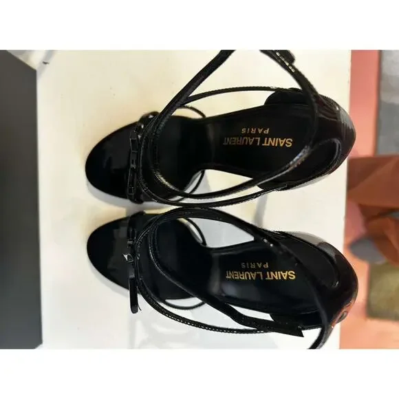 NWT Saint Laurent Cassandra 100 YSL Patent Leather Sandals Size 39.5/US 9.;5 - Picture 6 of 10